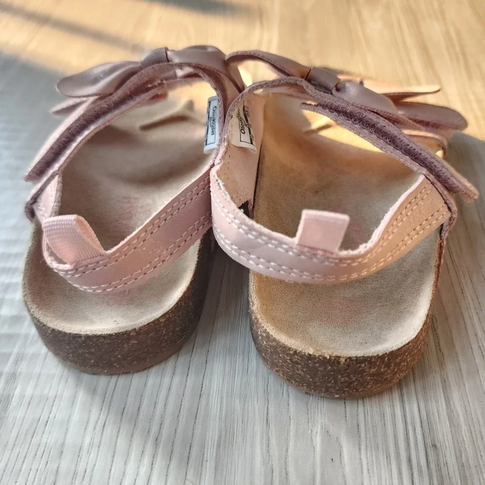 OshKosh Bgosh Toddler Girls Pink Shimmer Double Bow Sandals Size 9M Summer shoes